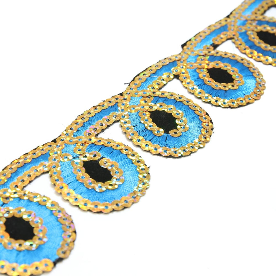 Loop-de-Loop Iron-On Embroidered Sequin Trim - 45mm (1.2m Cut)