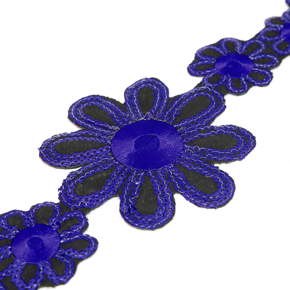 Sunflower Iron-On Embroidered Sequin Trim - 90mm (1.2m Cut)