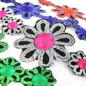 Sunflower Iron-On Embroidered Sequin Trim - 90mm (1.2m Cut)