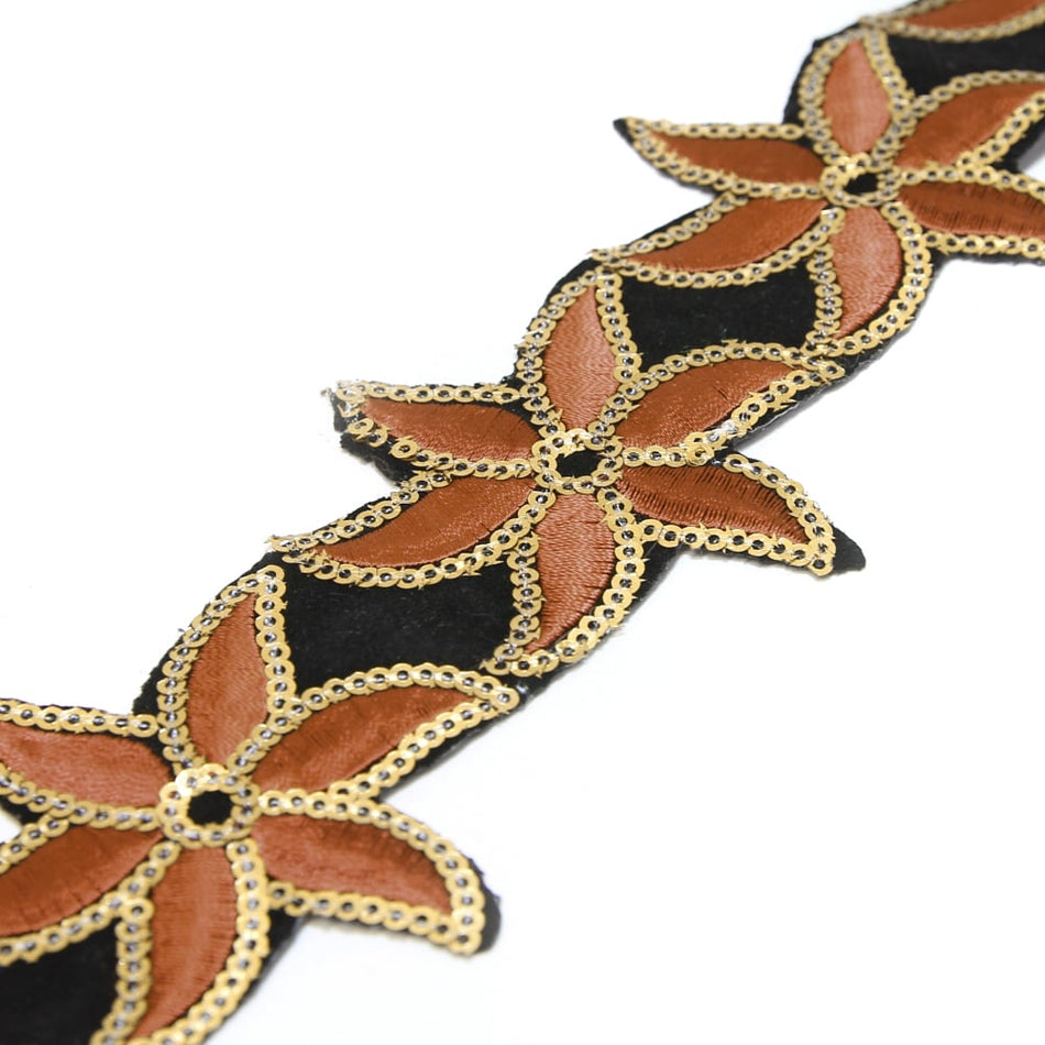 Lily Iron-On Embroidered Sequin Trim - 60mm (1.2m Cut)