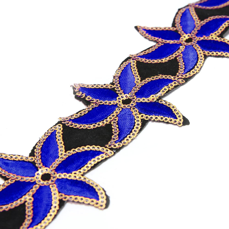 Lily Iron-On Embroidered Sequin Trim - 60mm (1.2m Cut)