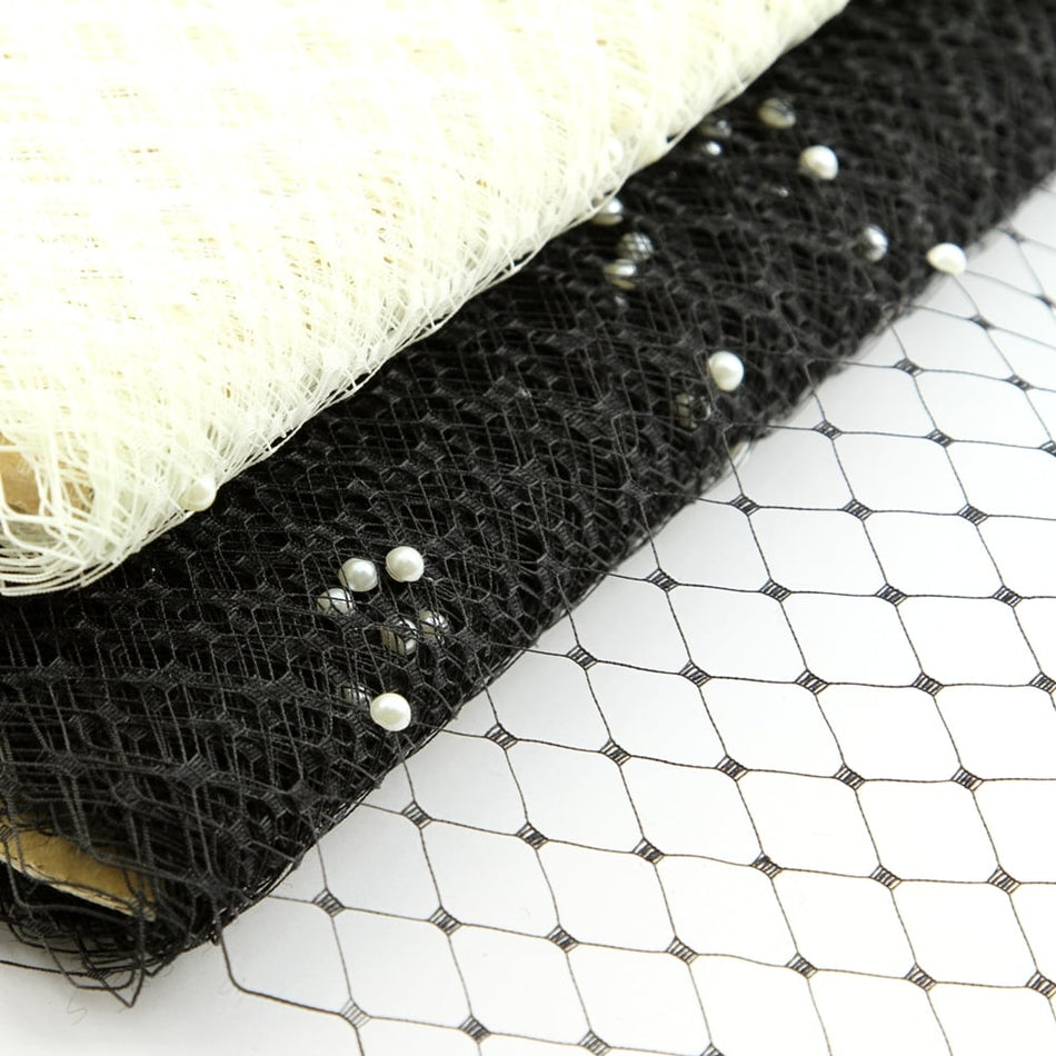 Merry Widow Veiling w Pearls - 30cm / 12"