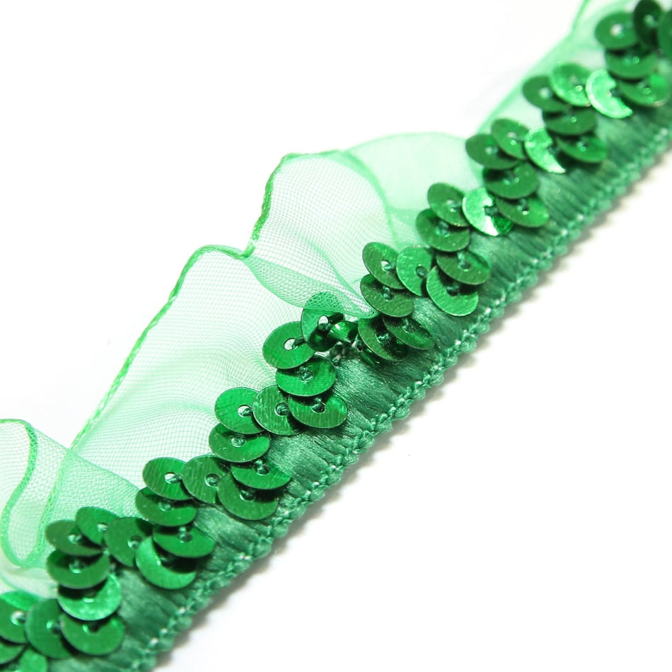 Sequins & Gathered Tulle Stretch Trim