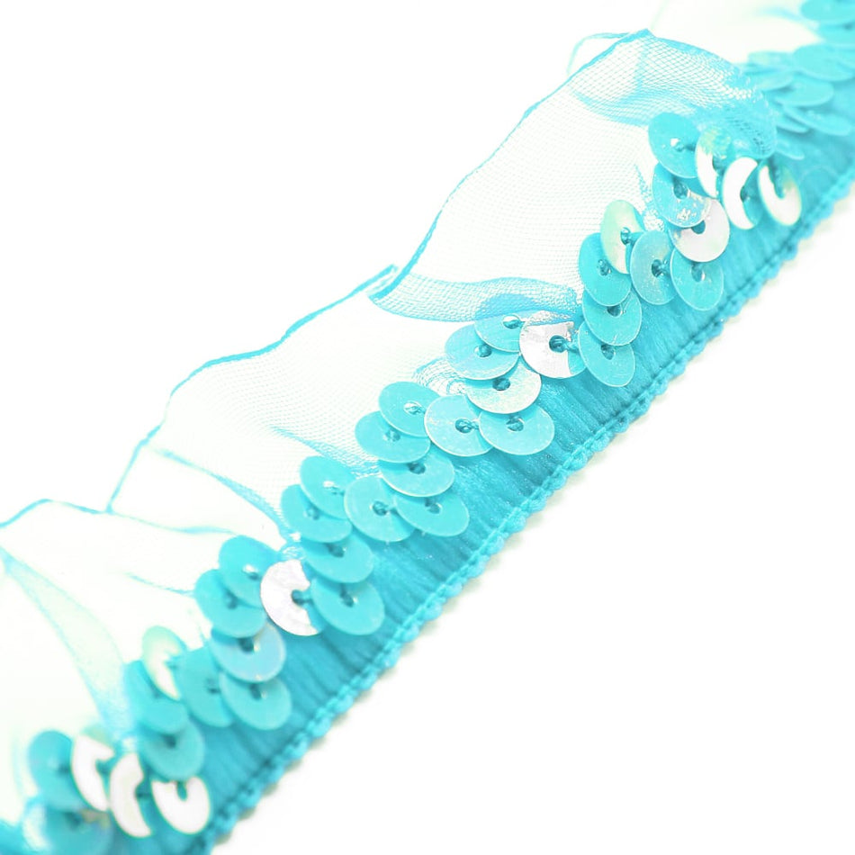 Sequins & Gathered Tulle Stretch Trim