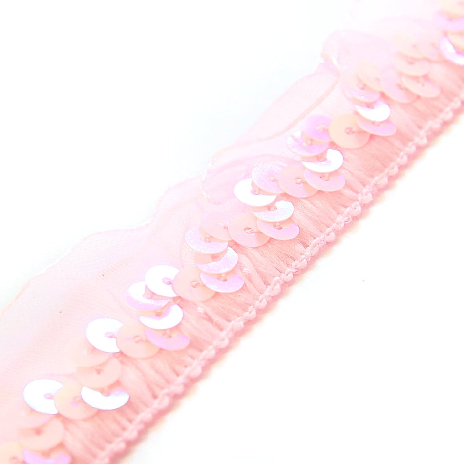 Sequins & Gathered Tulle Stretch Trim
