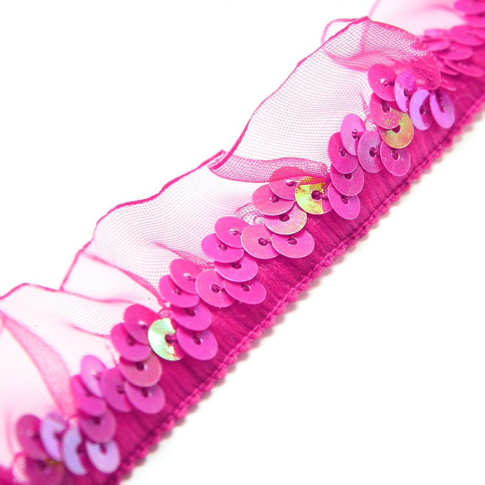 Sequins & Gathered Tulle Stretch Trim