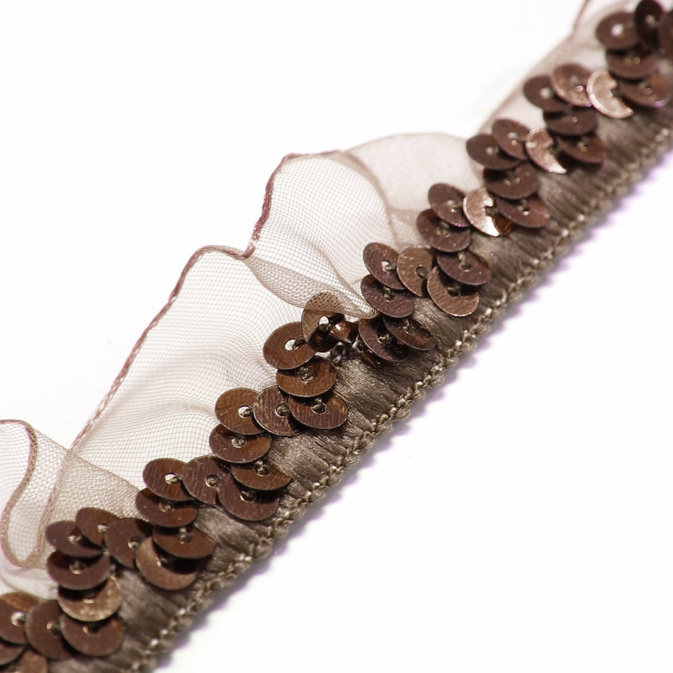 Sequins & Gathered Tulle Stretch Trim