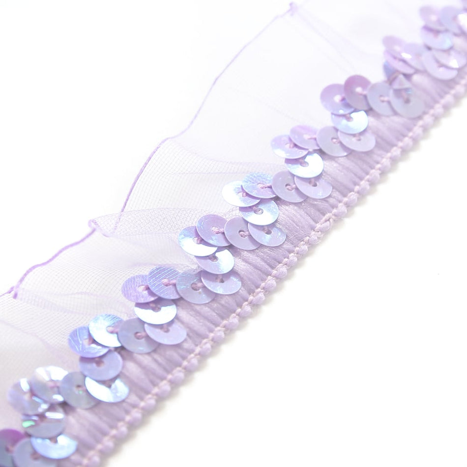 Sequins & Gathered Tulle Stretch Trim