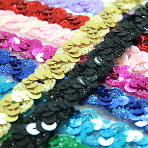 Zig-Zag Sequin & Ric-Rac Cord Trim w Tinsel Braid