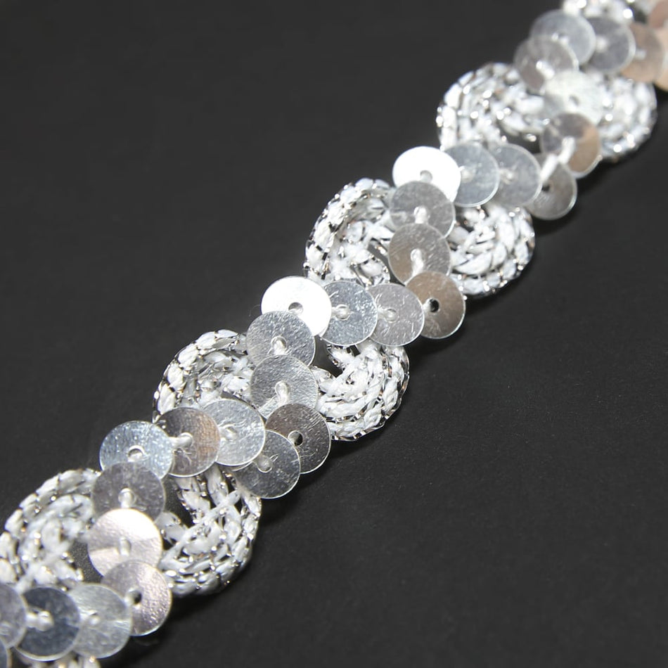 Zig-Zag Sequin & Ric-Rac Cord Trim w Tinsel Braid