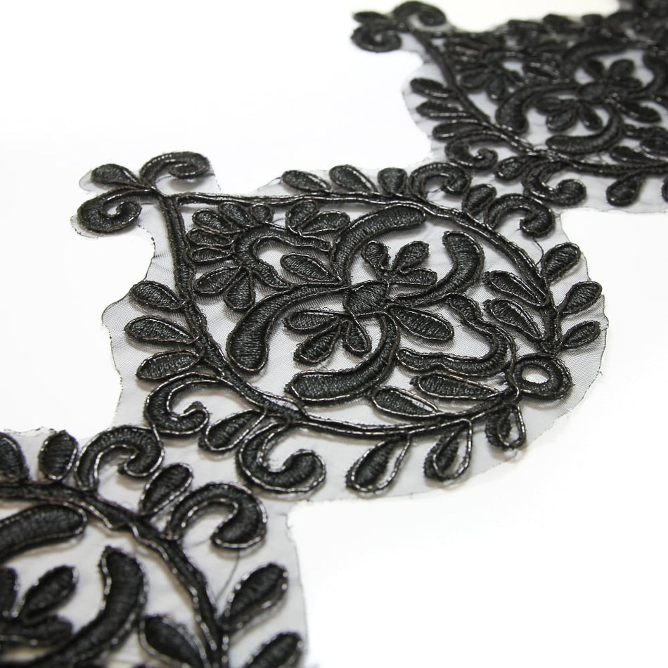Floral Emblem Embroidered Trim