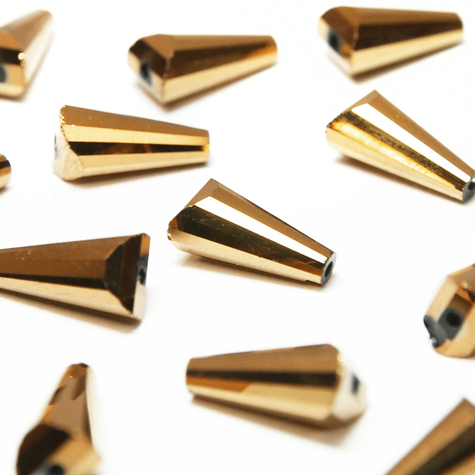 Glass Pagoda Artemis Faceted Bead - 12x6mm - Metallic (12 Pack)