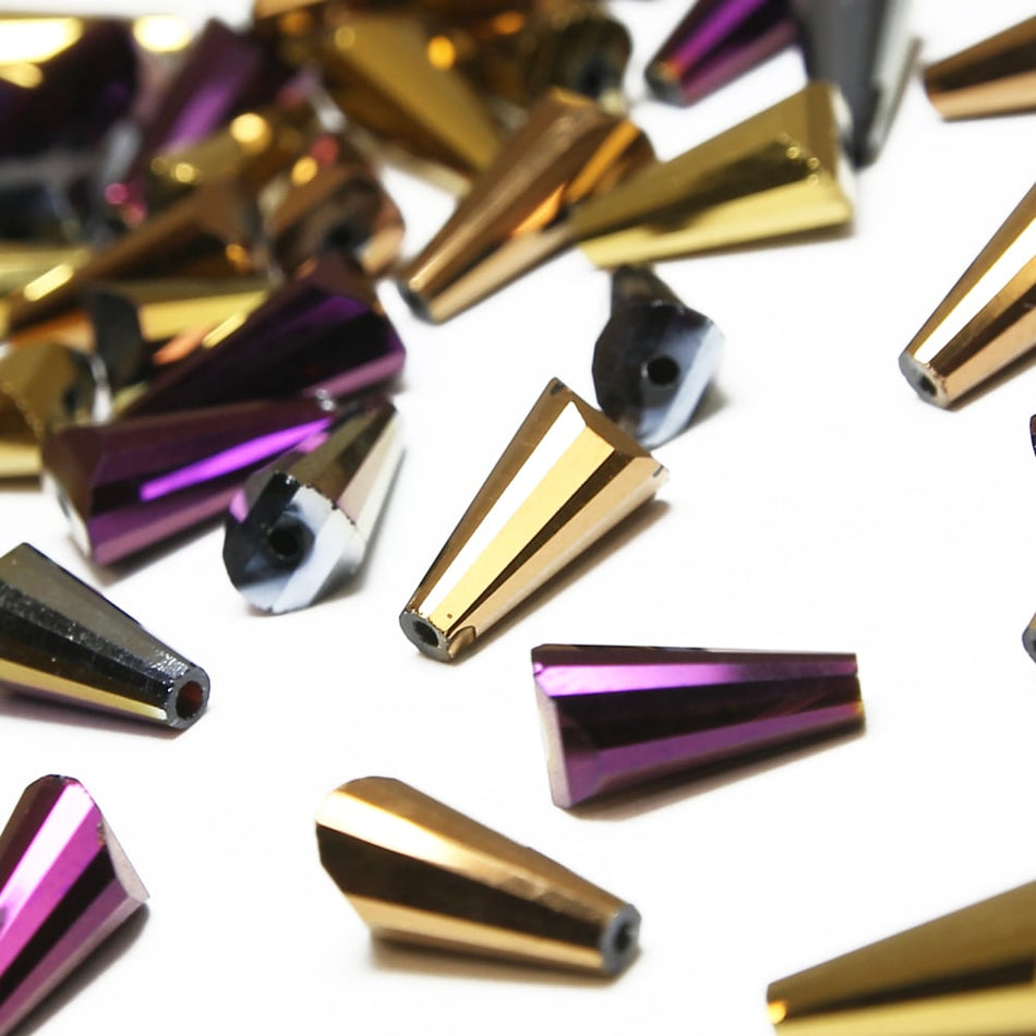 Glass Pagoda Artemis Faceted Bead - 12x6mm - Metallic (12 Pack)