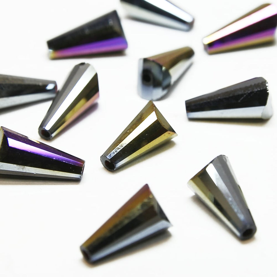 Glass Pagoda Artemis Faceted Bead - 12x6mm - Metallic (12 Pack)