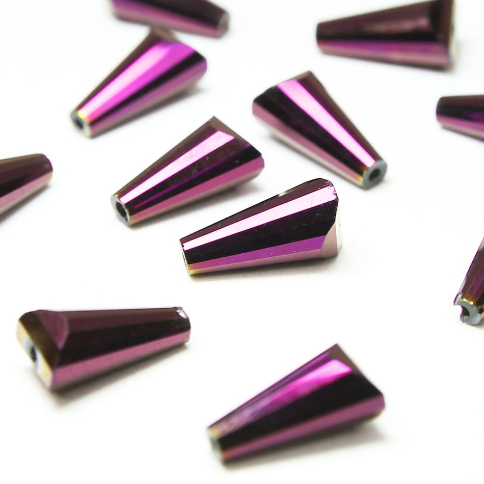 Glass Pagoda Artemis Faceted Bead - 12x6mm - Metallic (12 Pack)