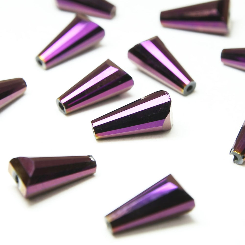 Glass Pagoda Artemis Faceted Bead - 12x6mm - Metallic (12 Pack)