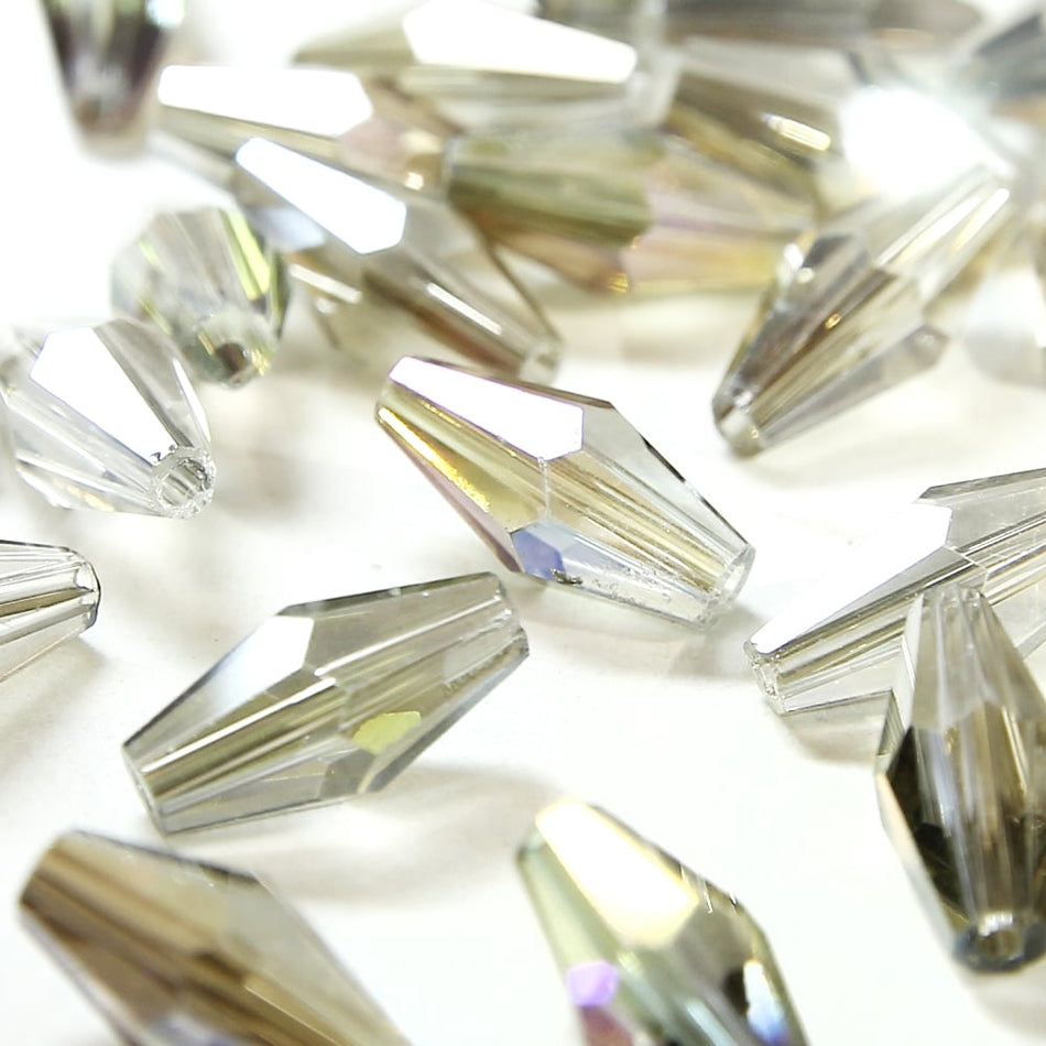 Glass Long Bicone Faceted Bead - 6x12mm - Clear (24 Pack)