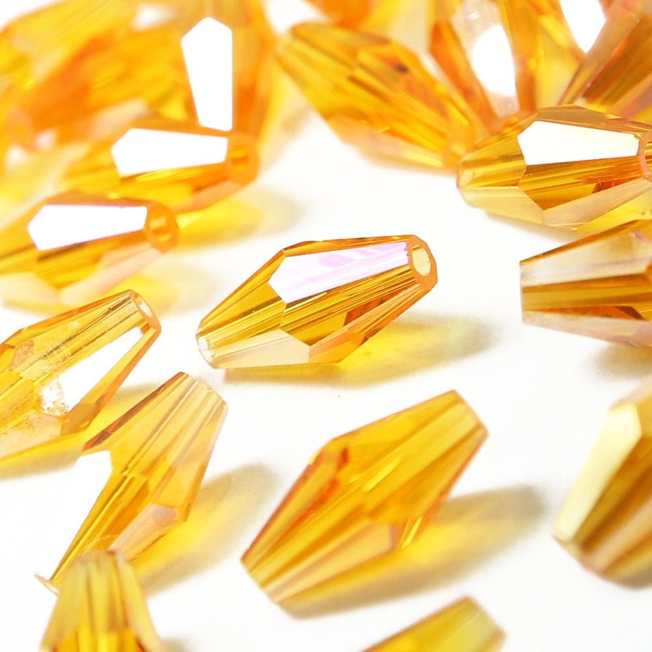 Glass Long Bicone Faceted Bead - 6x12mm - Clear (24 Pack)