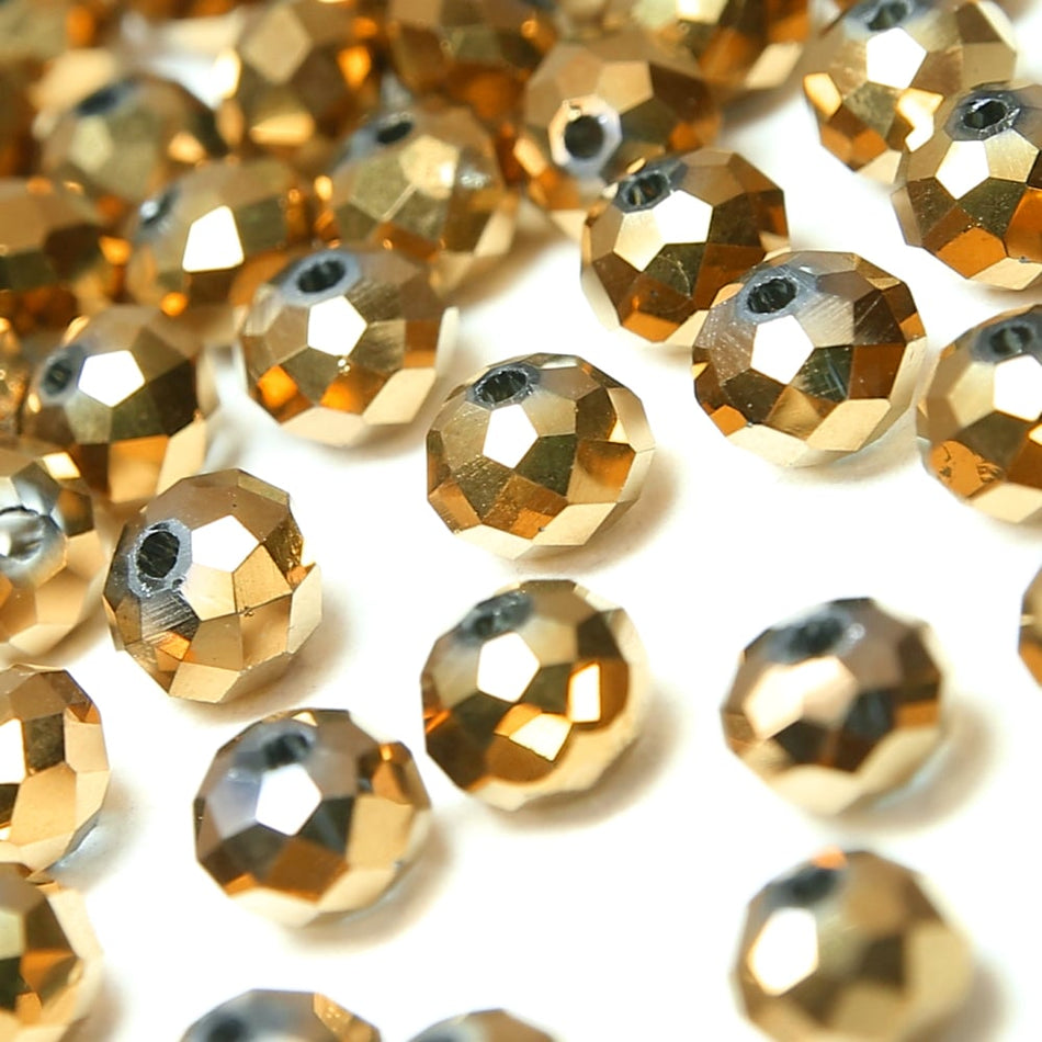 Glass Round Rondelle Faceted Beads - Metallic - 5x6mm (48 Pack)