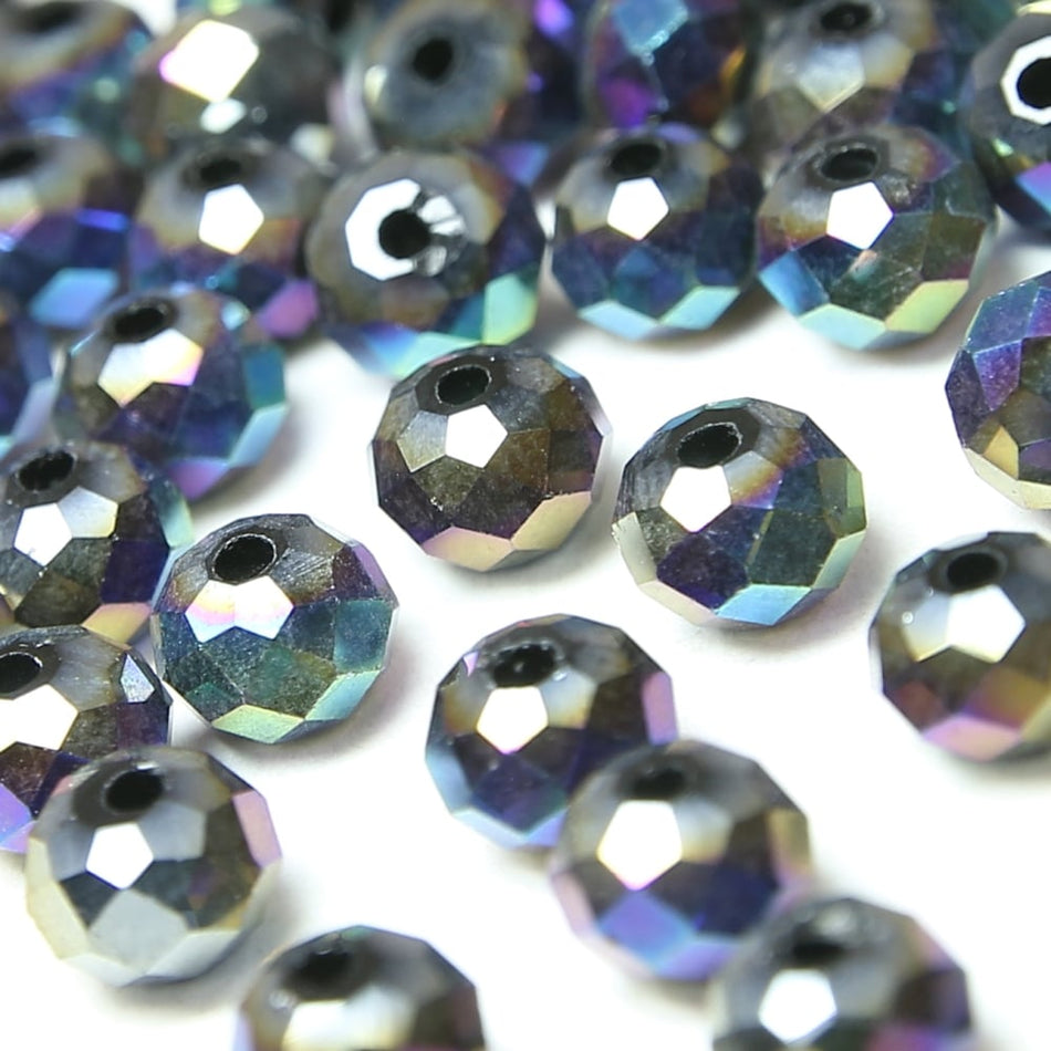 Glass Round Rondelle Faceted Beads - Metallic - 5x6mm (48 Pack)
