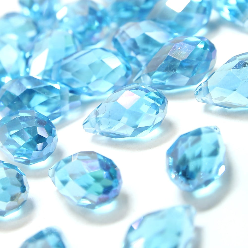 Glass Teardrop Briolette Faceted Pendant Beads - 8x13mm (12 Pack)