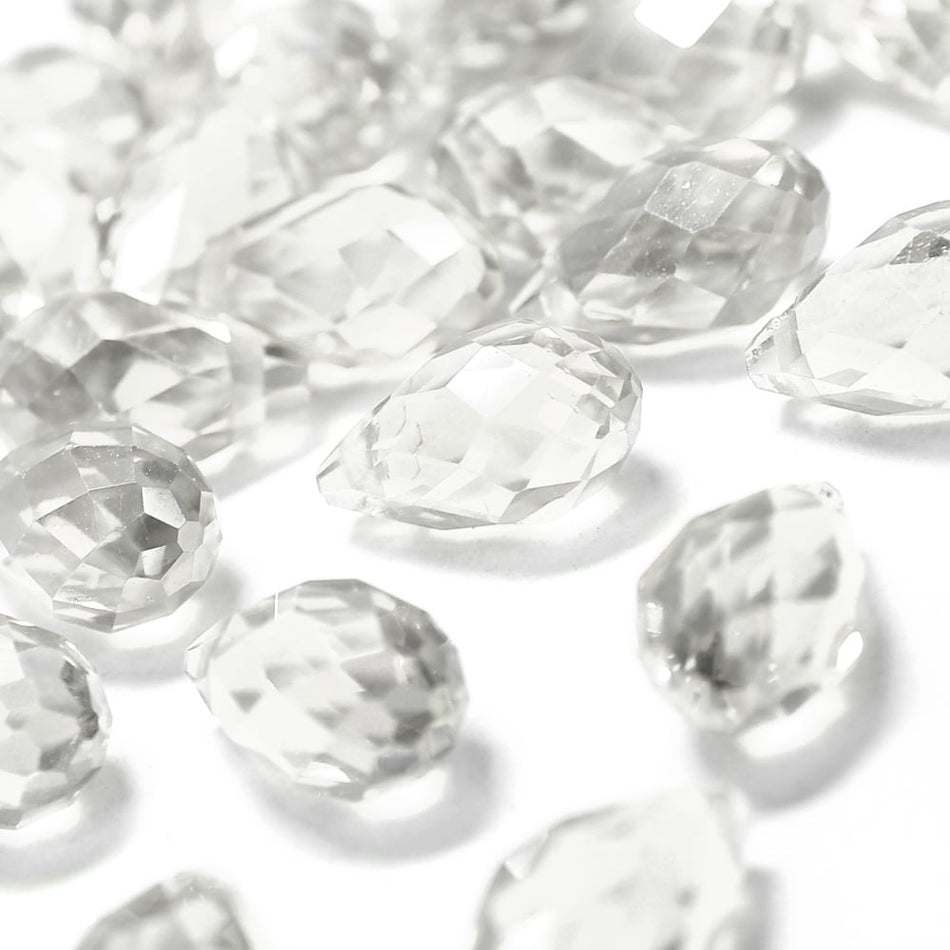 Glass Teardrop Briolette Faceted Pendant Beads - 8x13mm (12 Pack)