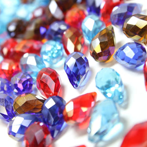 Glass Teardrop Briolette Faceted Pendant Beads - 8x13mm (12 Pack)