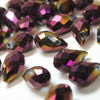 Glass Teardrop Briolette Faceted Pendant Beads - 8x13mm - Metallic (12 Pack)