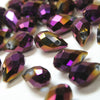 Glass Teardrop Briolette Faceted Pendant Beads - 8x13mm - Metallic (12 Pack)