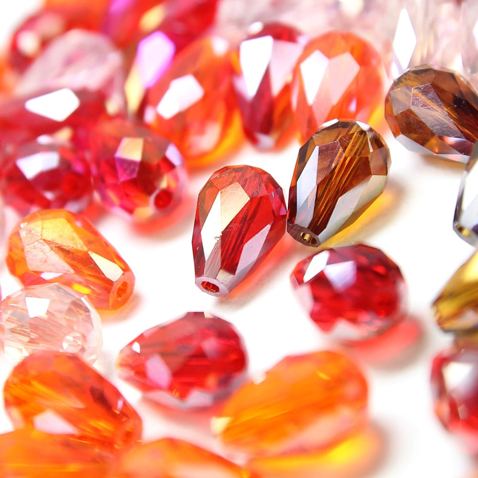 Glass Teardrop Briolette Faceted Beads - 8x12mm (24 Pack)