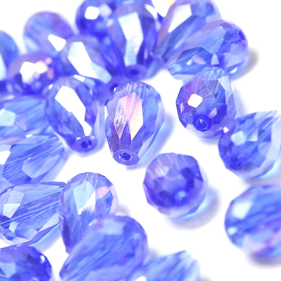 Glass Teardrop Briolette Faceted Beads - 8x12mm (24 Pack)