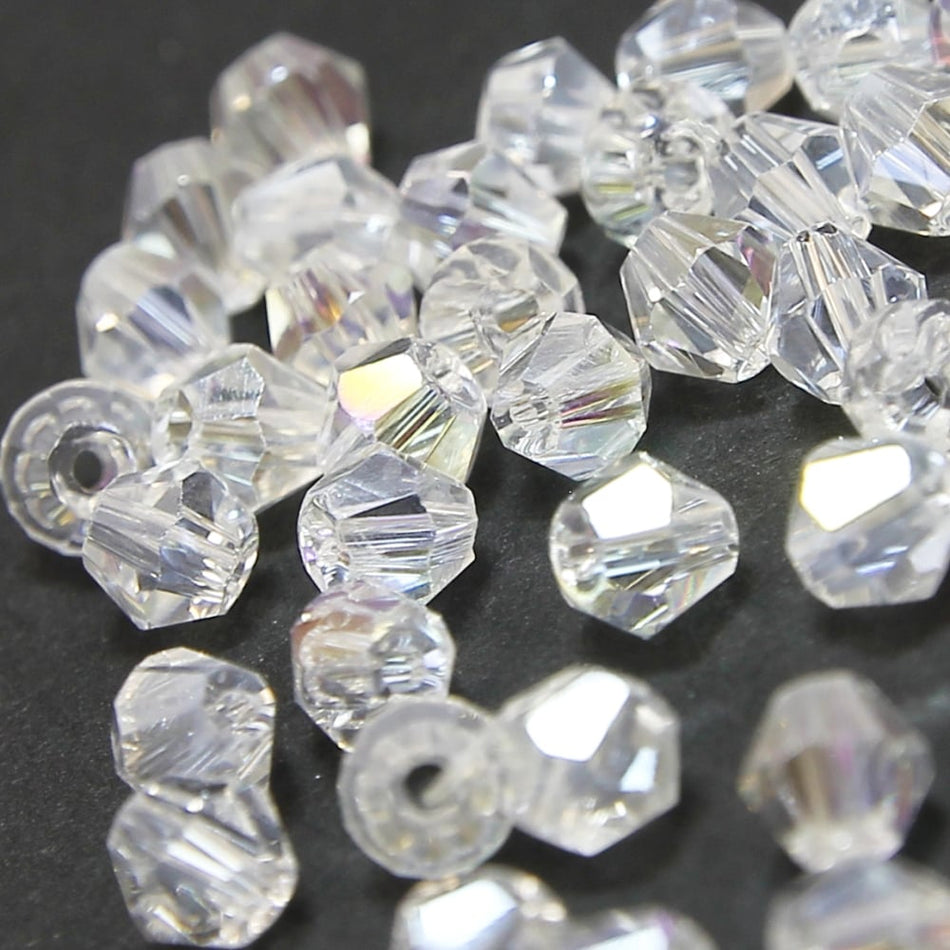 Glass Bicone Faceted Bead - 4mm - Clear (48 Pack)
