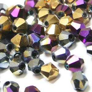 Glass Bicone Faceted Bead - 4mm - Metallic (48 Pack)