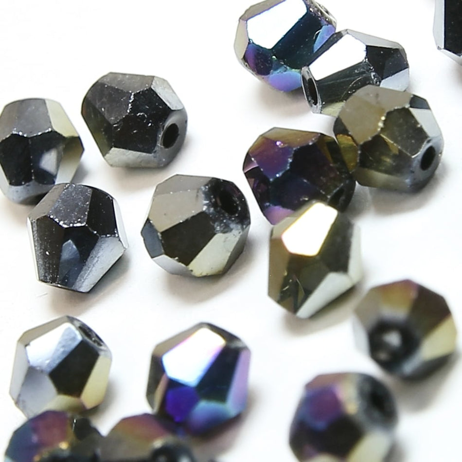 Glass Bicone Faceted Bead - 4mm - Metallic (48 Pack)