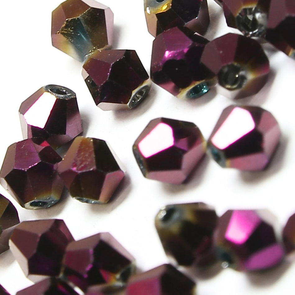 Glass Bicone Faceted Bead - 4mm - Metallic (48 Pack)