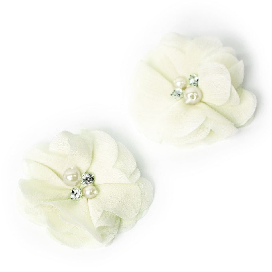 Flower Chiffon Diamante Pearl (Pair)