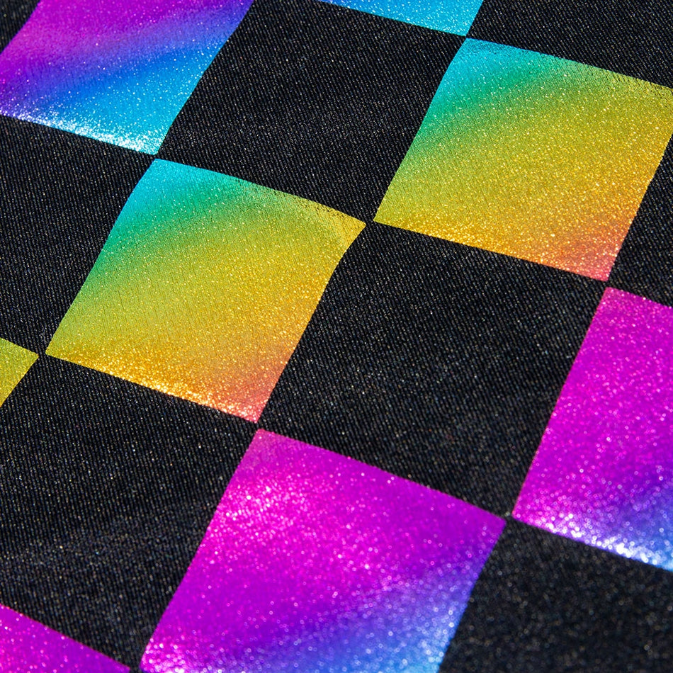 Rainbow Diamond Jester w Foil Finish Nylon Spandex