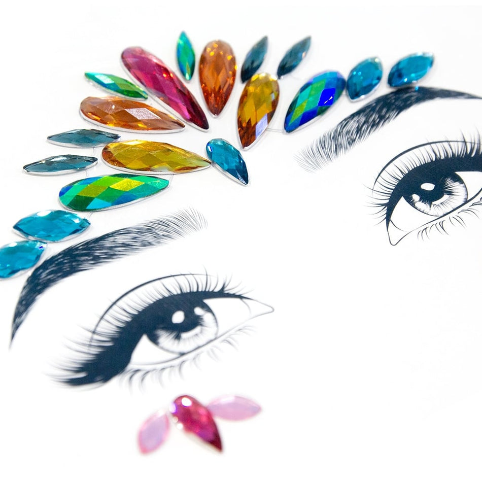 Face Crystal Jewels w Adhesive Stickers