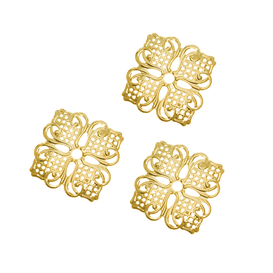 Lattice Swirl Disc Filigree Ornamental Metal Embellishments (3 Pack)