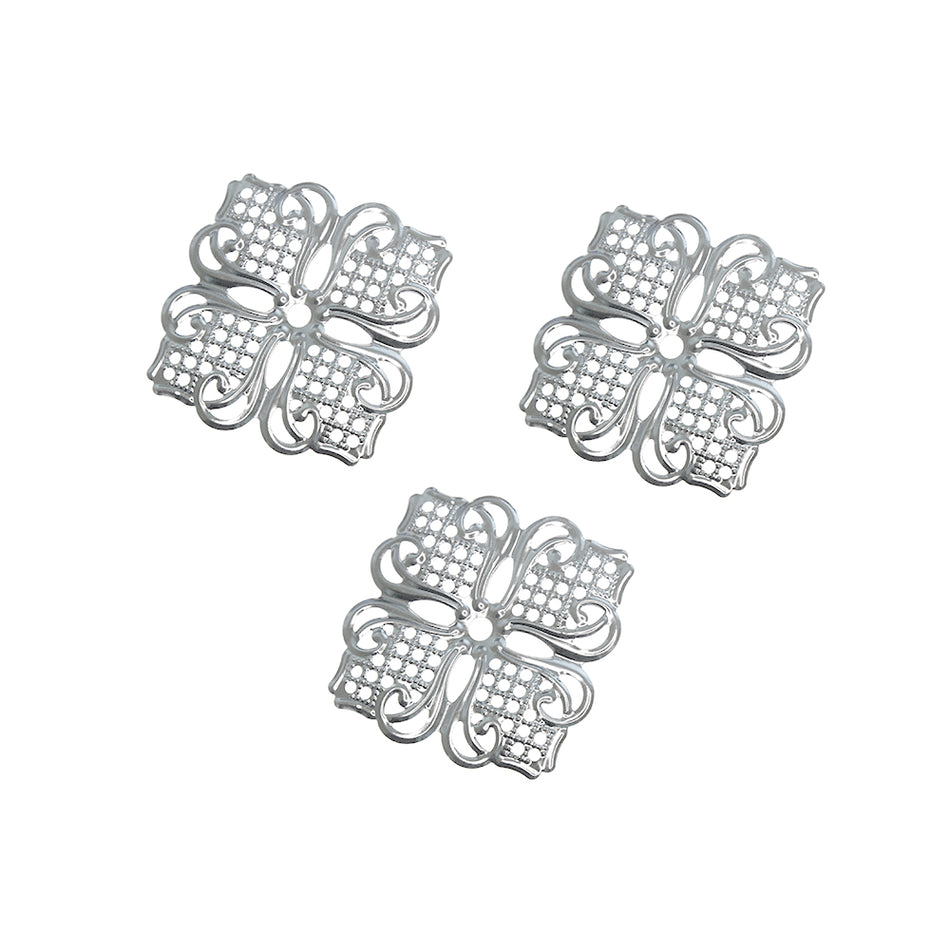Lattice Swirl Disc Filigree Ornamental Metal Embellishments (3 Pack)
