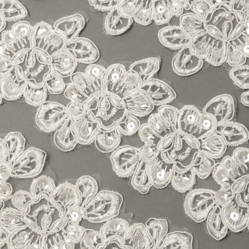 Lace Trim w Rose Motif & Beading