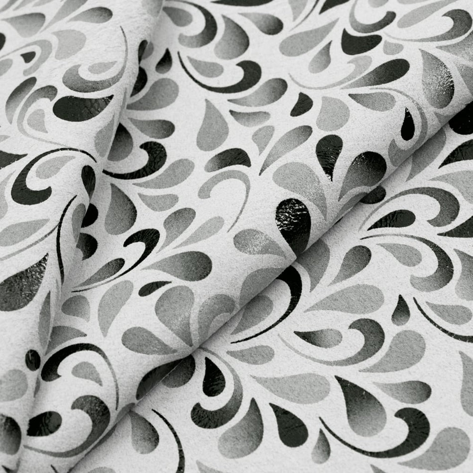 Suede Leather w Paisley Swirls Print