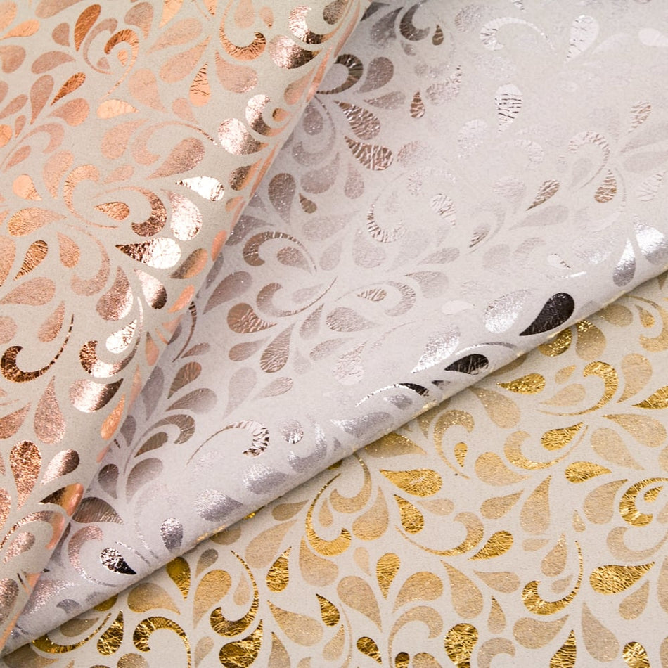 Suede Leather w Paisley Swirls Print