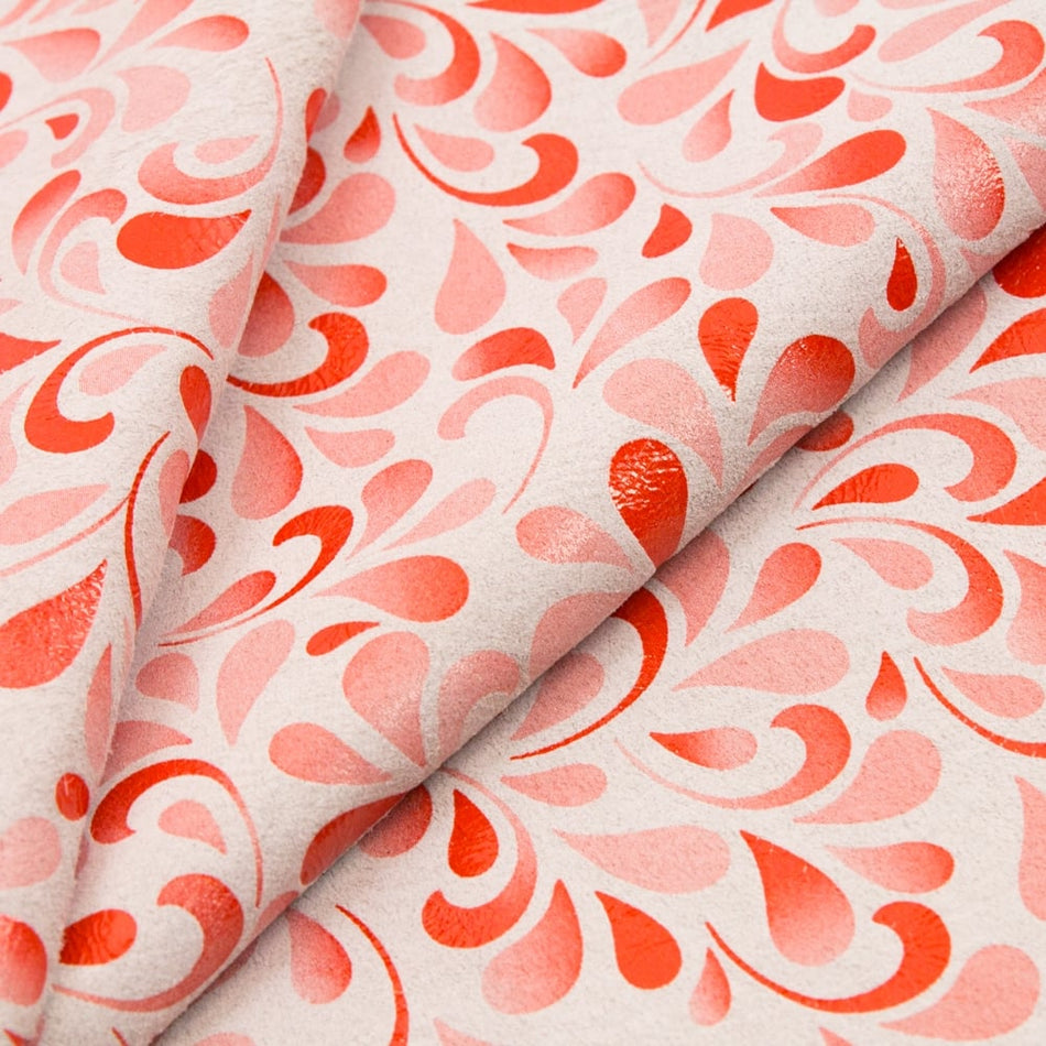 Suede Leather w Paisley Swirls Print