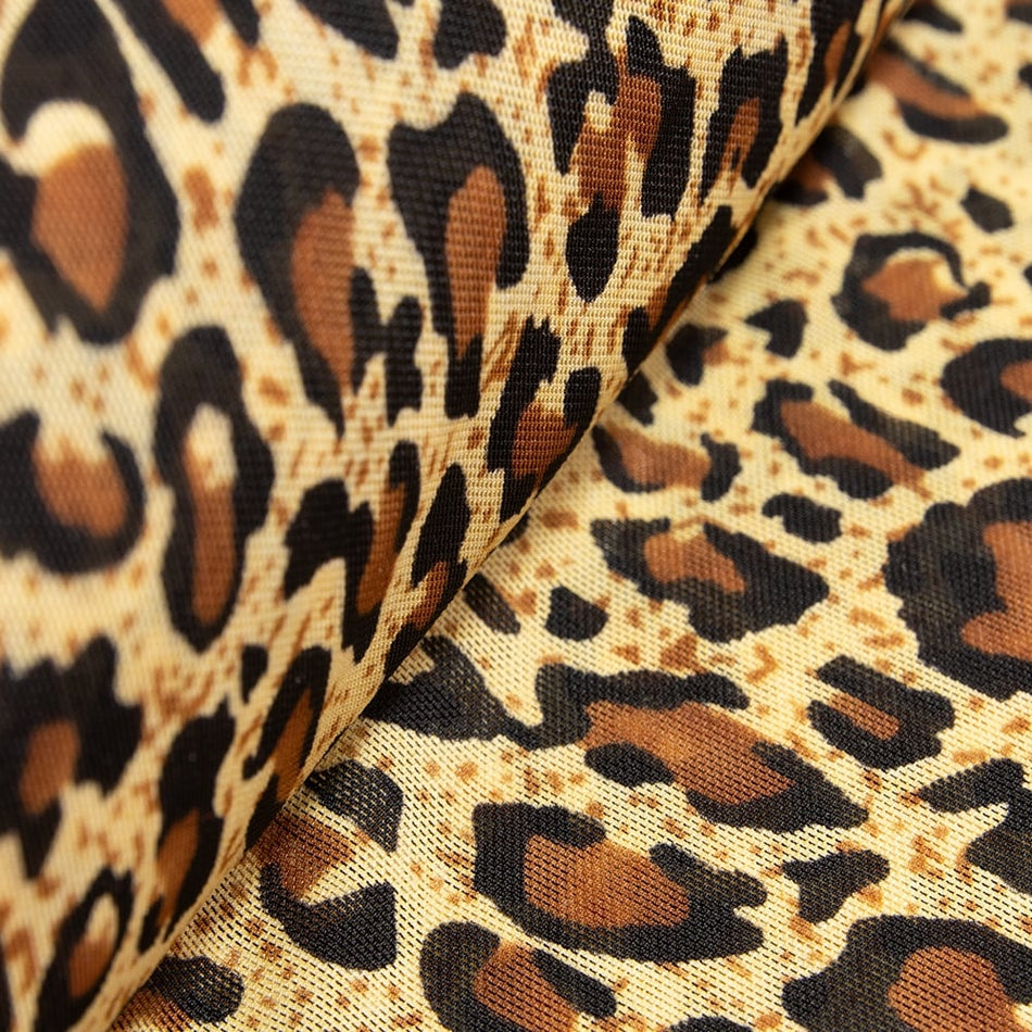 Leopard Print Stretch Mesh