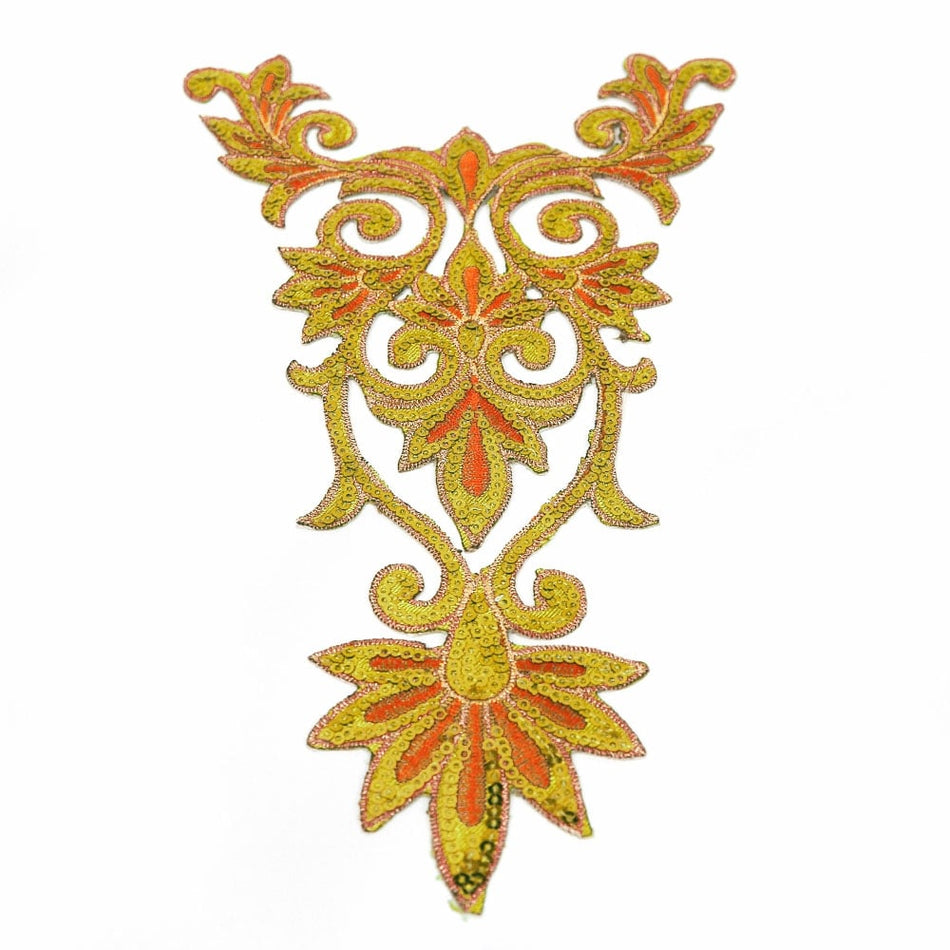 Swirl Crest Iron-On Embroidered Motif