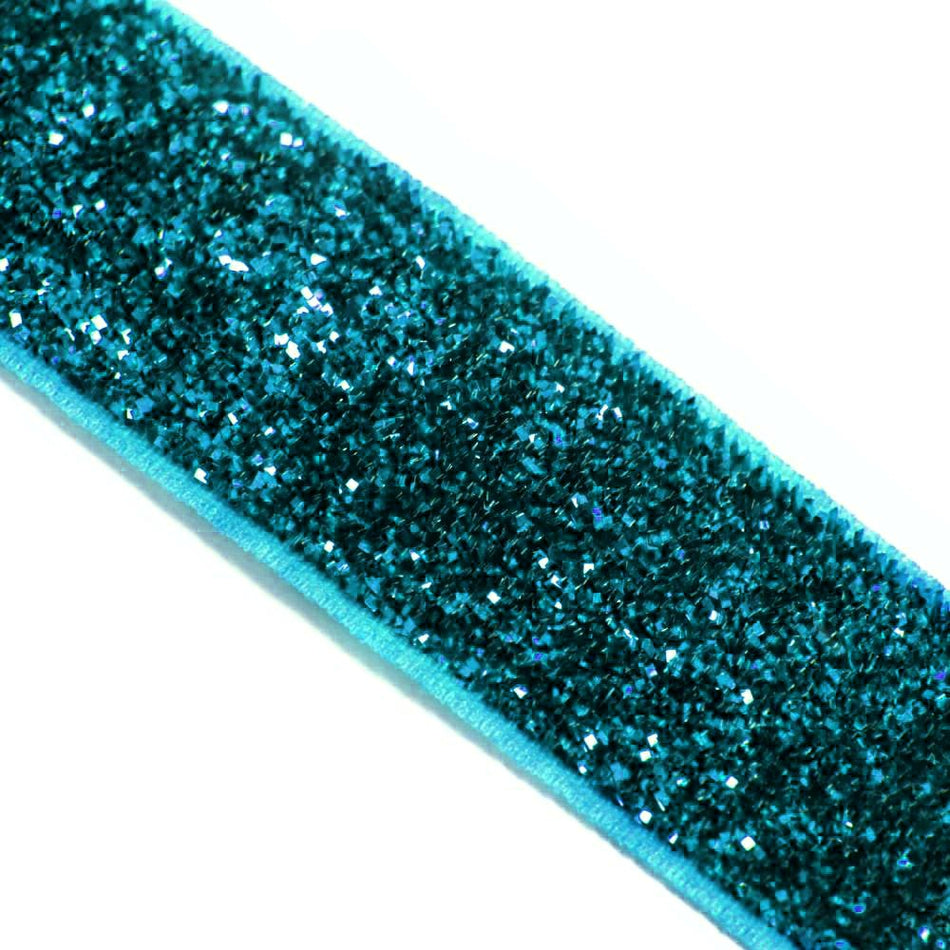 Velvet Elasticated Stretch Ribbon w Glitter - 16mm