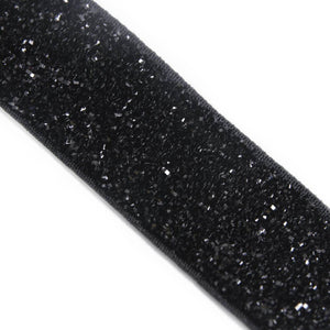 Velvet Elasticated Stretch Ribbon w Glitter - 16mm