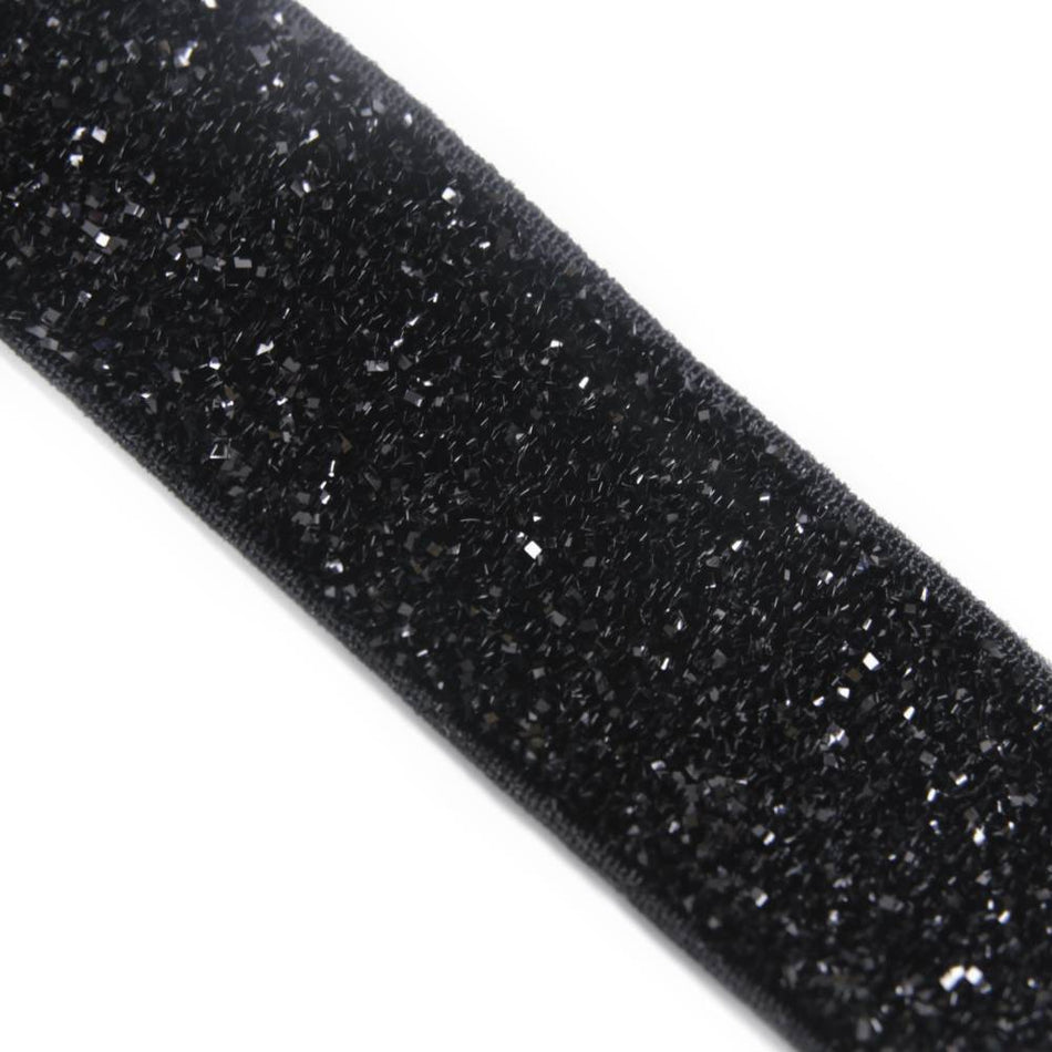 Velvet Elasticated Stretch Ribbon w Glitter - 16mm
