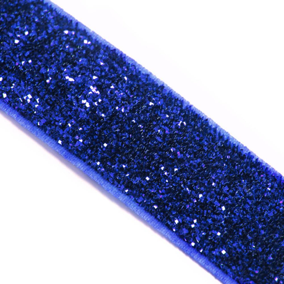 Velvet Elasticated Stretch Ribbon w Glitter - 16mm